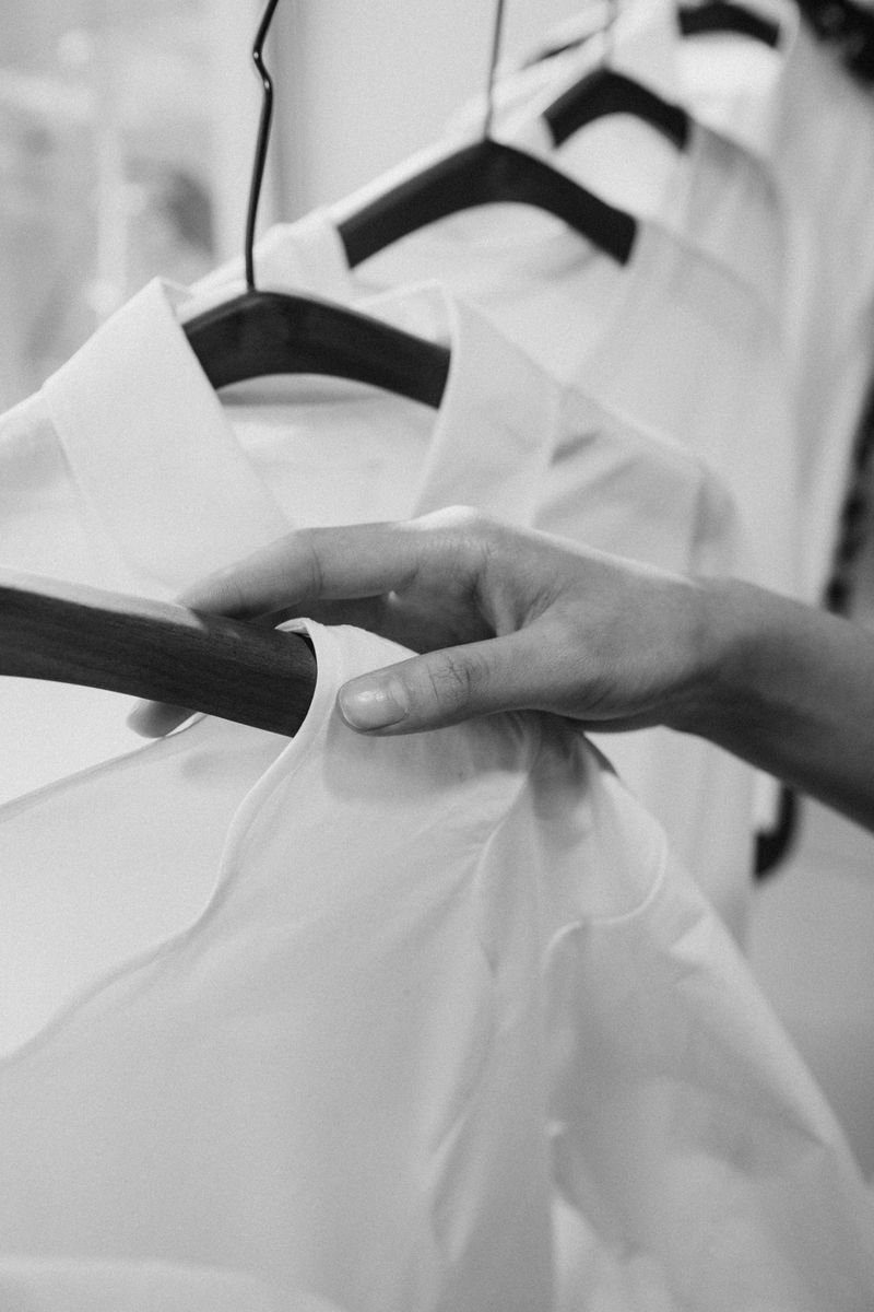 Crisp white shirt on a hanger